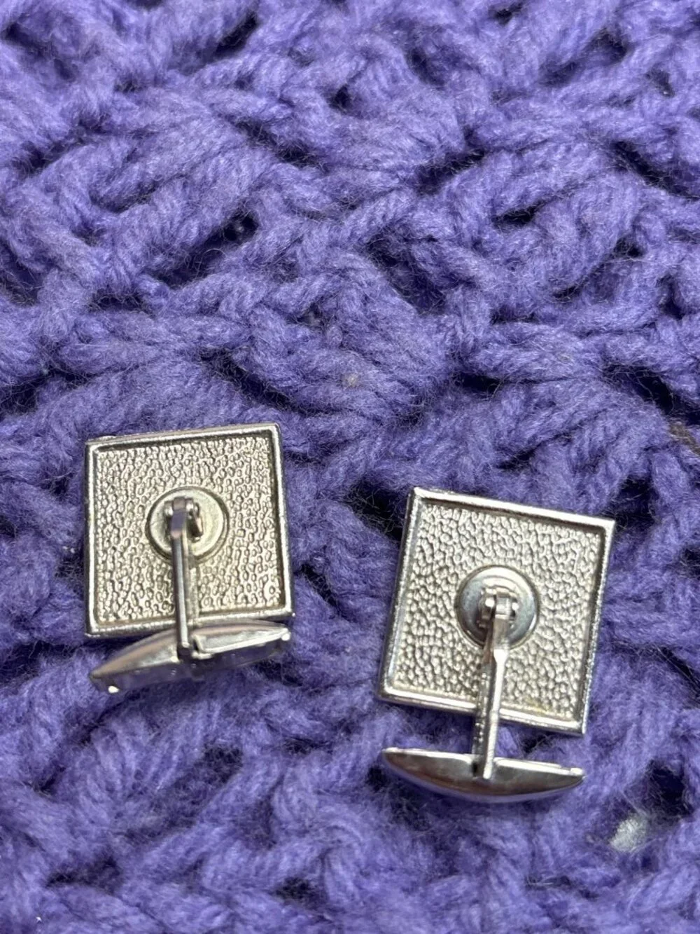 Vintage 1962 Sarah Coventry Esquire Silvertone Cufflinks Hematite 0.75 inch